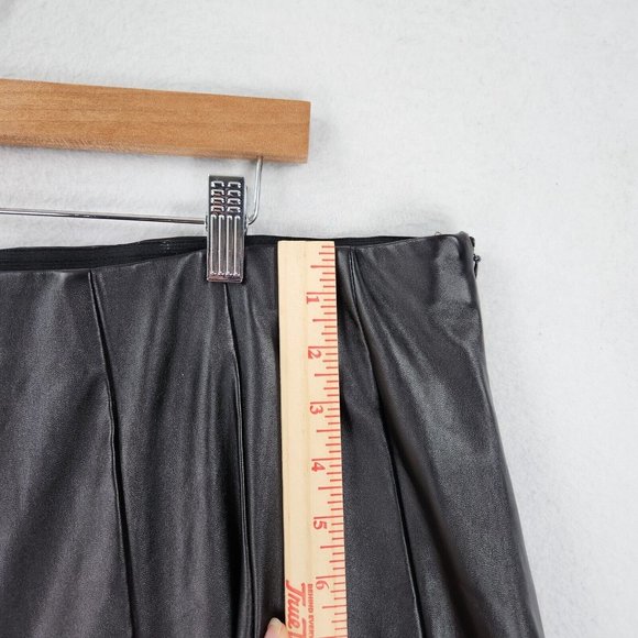 Lane Bryant Skirt Womens 22 Black Faux Leather A Line Plus Size Flare Cocktail - Picture 5 of 10